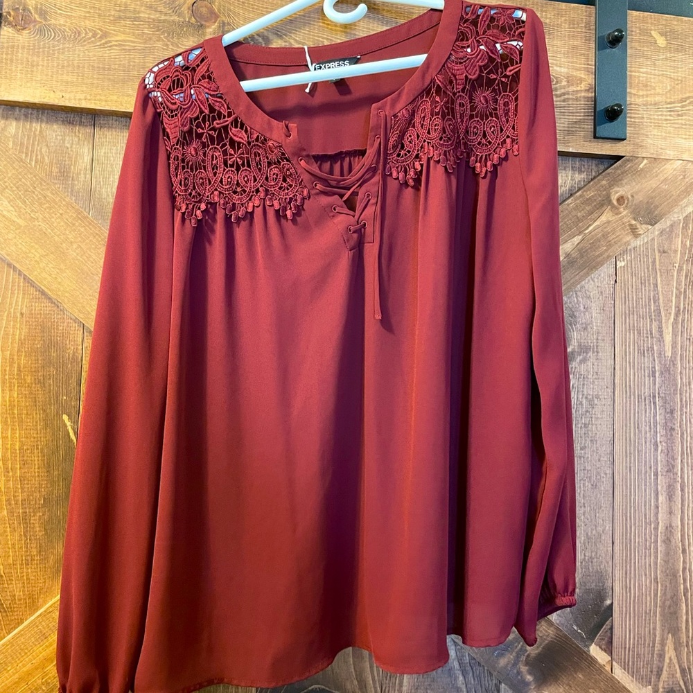Burgundy Express long sleeve blouse